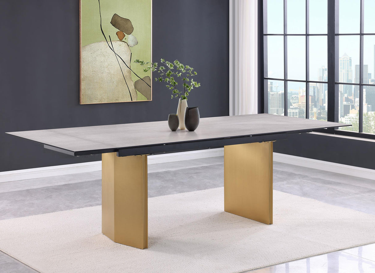Vesa Beige Glass Top Extendable Dining Table from Coaster - Luna Furniture
