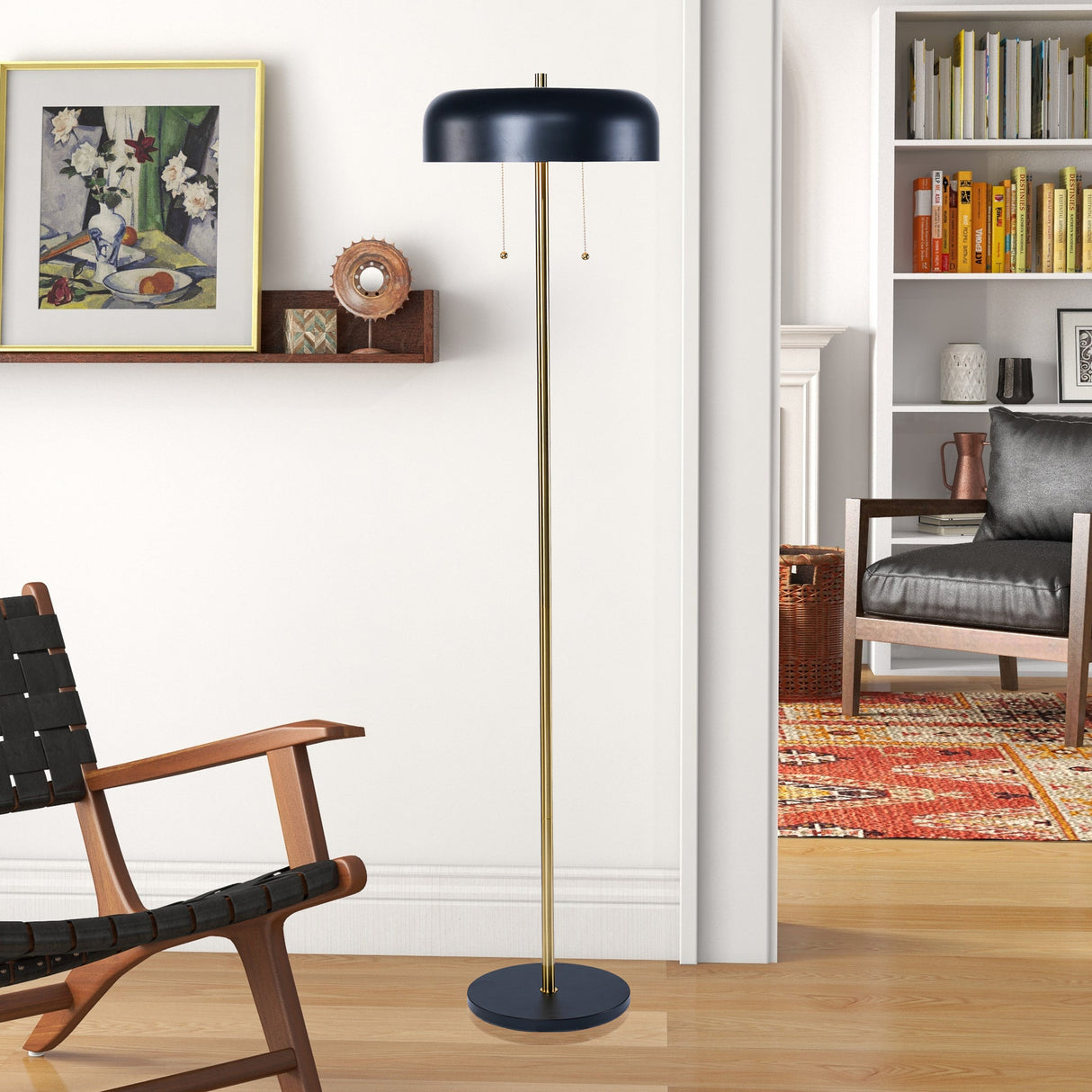 Vesper Floor lamp with Black outer and White inner from Ashcroft Furniture - Luna Furniture