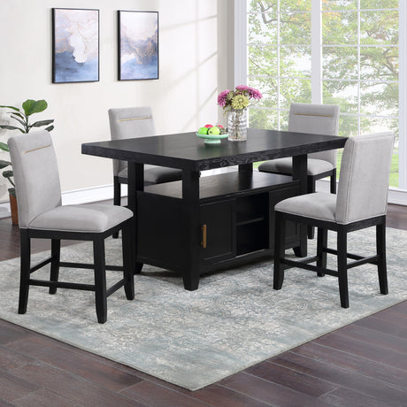 Yves Black 6-Piece Storage Counter Dining Set from Steve Silver - Luna Furniture
