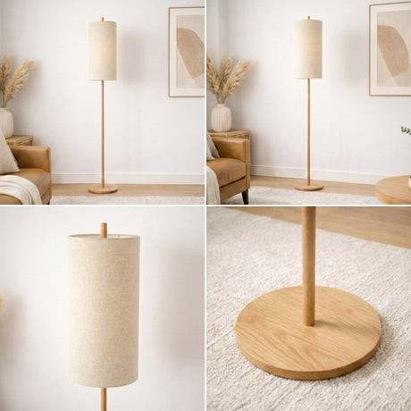 Vialux Floor Lamp - Oak and Natural from Ashcroft Furniture - Luna Furniture