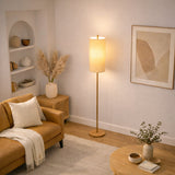 Vialux Floor Lamp - Oak and Natural from Ashcroft Furniture - Luna Furniture