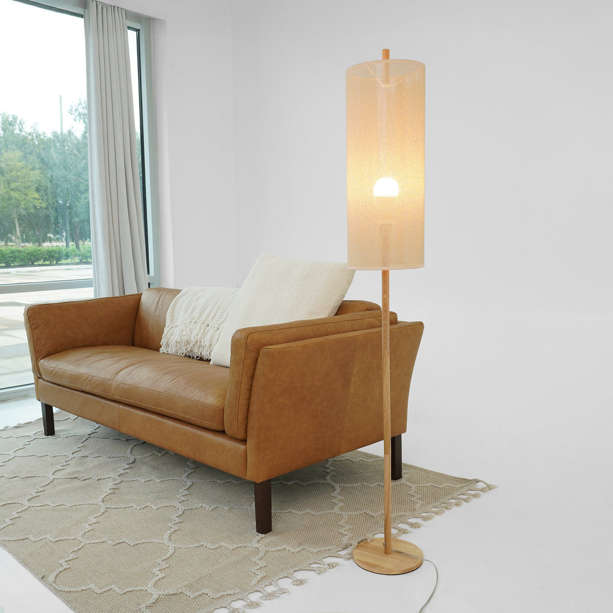 Vialux Floor Lamp - Oak and Natural from Ashcroft Furniture - Luna Furniture