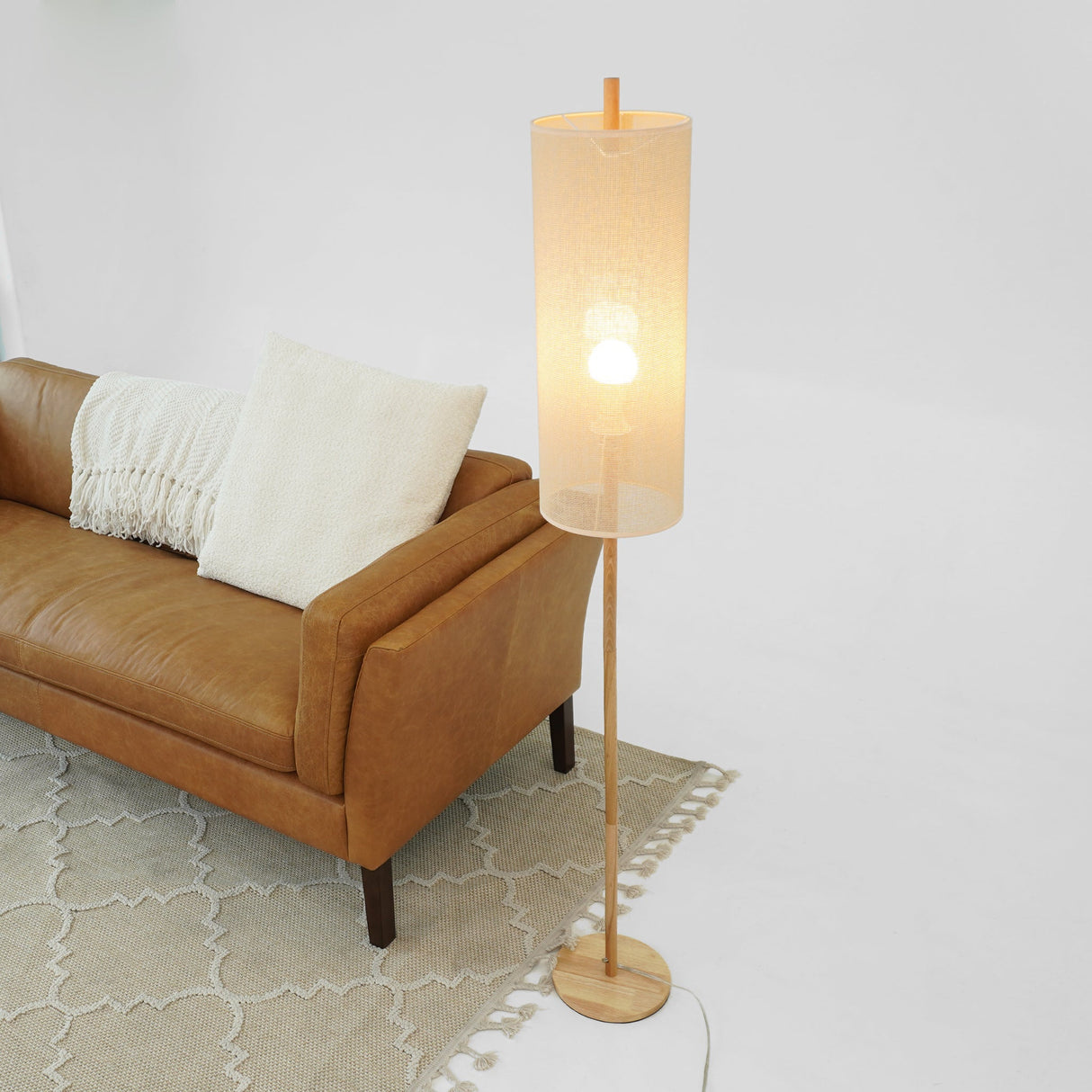 Vialux Floor Lamp - Oak and Natural from Ashcroft Furniture - Luna Furniture