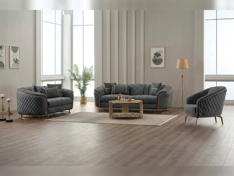 Victoria Gray 3-Piece Living Room Set (Sofa & Loveseat & Chair) from Furnia - Luna Furniture