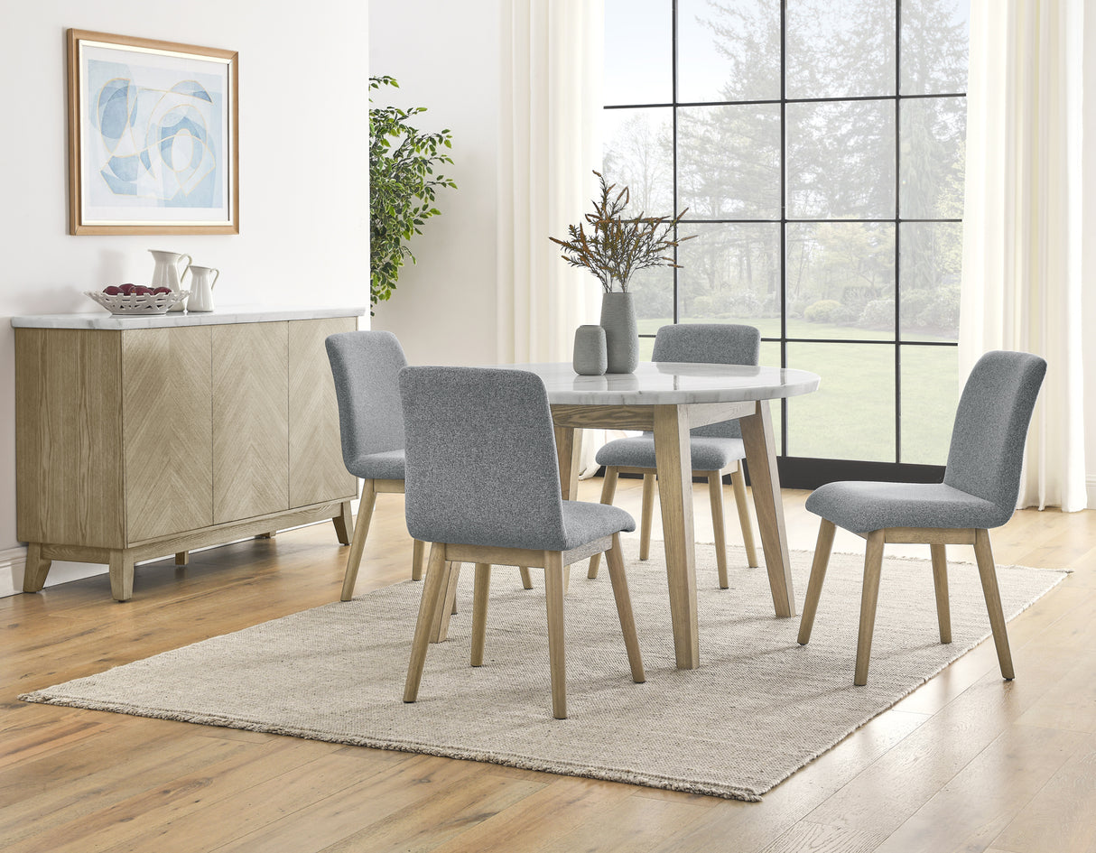 Vida 48″ Round White Marble Dining Table from Steve Silver - Luna Furniture