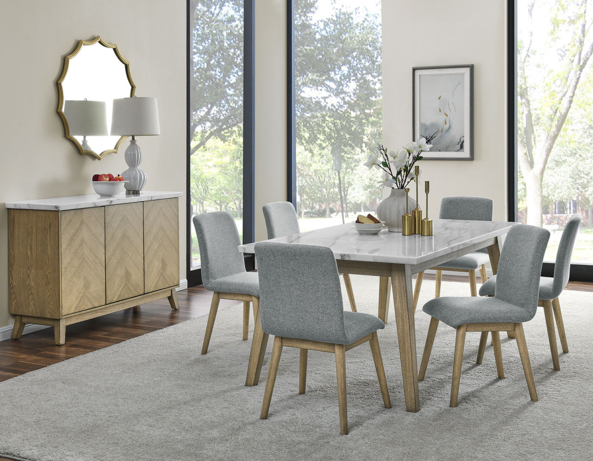 Vida 5-Piece White Marble Dining Set(Table & 4 Side Chairs) from Steve Silver - Luna Furniture