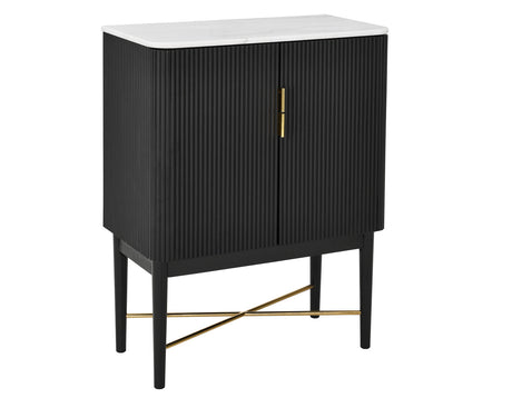 Vida Marble Top WIne Cabinet, Black Finish from Steve Silver - Luna Furniture