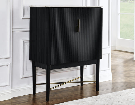Vida Marble Top WIne Cabinet, Black Finish from Steve Silver - Luna Furniture