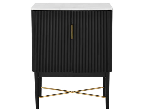 Vida Marble Top WIne Cabinet, Black Finish from Steve Silver - Luna Furniture