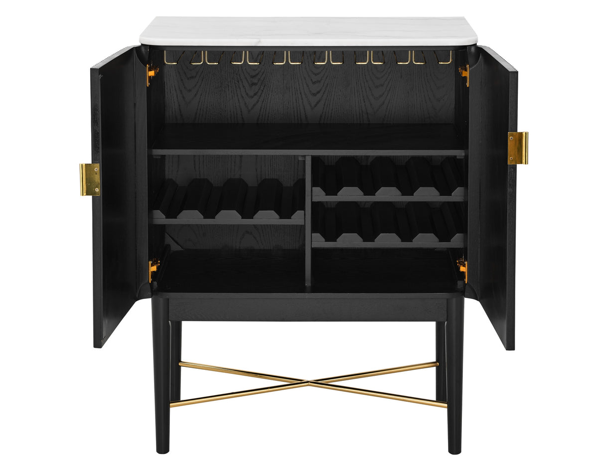 Vida Marble Top WIne Cabinet, Black Finish from Steve Silver - Luna Furniture