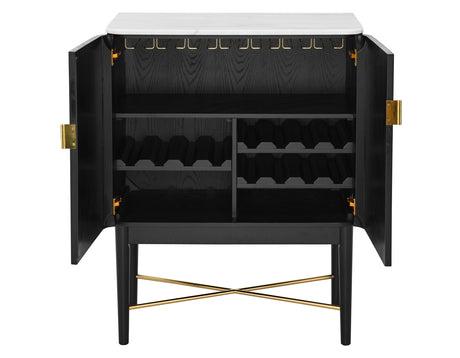 Vida Marble Top WIne Cabinet, Black Finish from Steve Silver - Luna Furniture