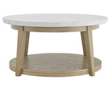 Vida Round 36″ White Marble Top Cocktail Table with Casters from Steve Silver - Luna Furniture