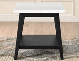 Vida White Marble Top End Table, Black Finish from Steve Silver - Luna Furniture