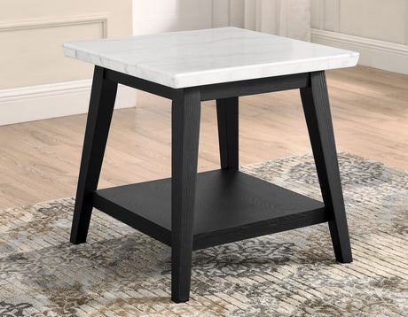 Vida White Marble Top End Table, Black Finish from Steve Silver - Luna Furniture