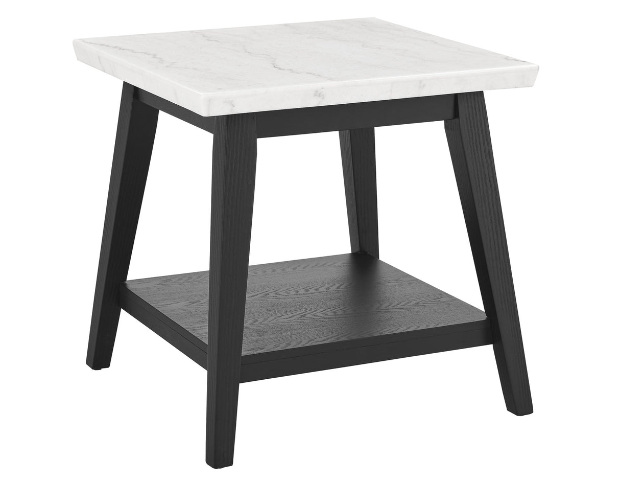 Vida White Marble Top End Table, Black Finish from Steve Silver - Luna Furniture