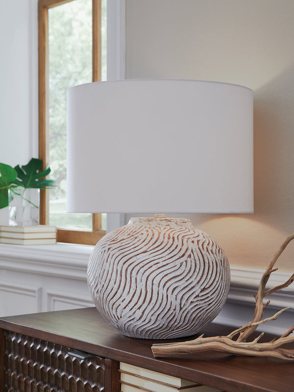Vien Distressed White Table Lamp