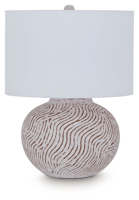 Vien Distressed White Table Lamp from Ashley - Luna Furniture