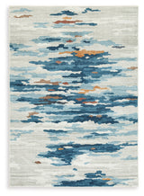 Vinlett Cream/Blue/Brown Washable Large Rug from Ashley - Luna Furniture