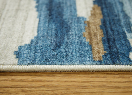 Vinlett Cream/Blue/Brown Washable Large Rug from Ashley - Luna Furniture