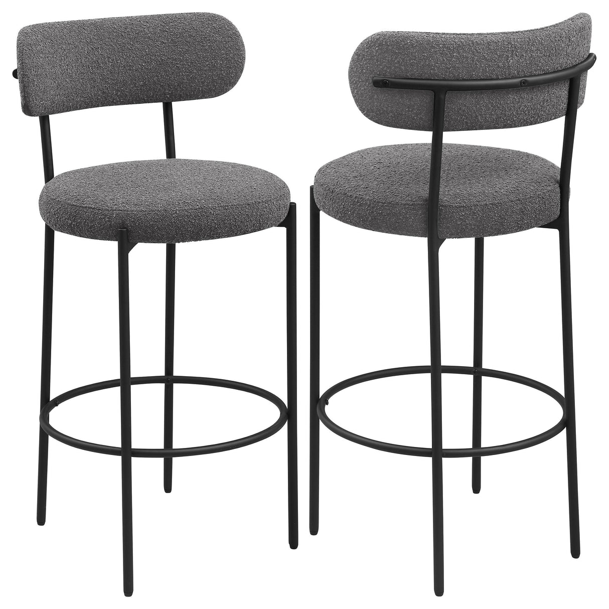 Viola Black Boucle Upholstered Bar Stool, Set of 2 from Coaster - Luna Furniture