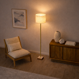 Viora Marble Base Floor Lamp - Dark Brown and White from Ashcroft Furniture - Luna Furniture