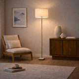 Viora Marble Base Floor Lamp - Dark Brown and White from Ashcroft Furniture - Luna Furniture