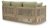 Vision Lane Beige/Green Outdoor Sofa with Cushion from Ashley - Luna Furniture