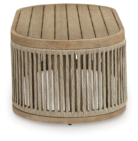 Vision Lane Beige Outdoor Coffee Table from Ashley - Luna Furniture