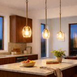 Vista Single Pendant Chain Hanging Light with Clear Glass - Satin Brass from Ashcroft Furniture - Luna Furniture