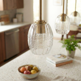Vista Single Pendant Chain Hanging Light with Clear Glass - Satin Brass from Ashcroft Furniture - Luna Furniture