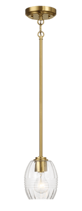 Vista Single Pendant Chain Hanging Light with Clear Glass - Satin Brass from Midinmod - Luna Furniture