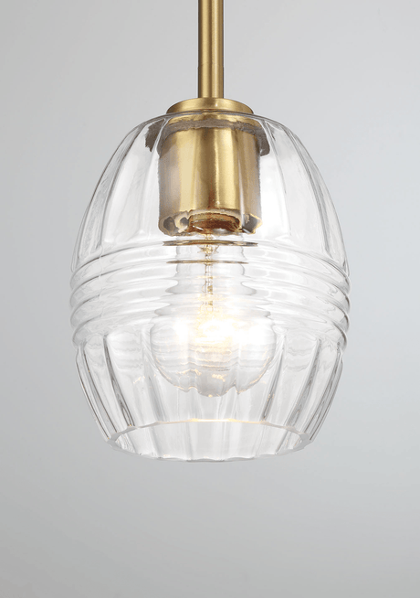 Vista Single Pendant Chain Hanging Light with Clear Glass - Satin Brass from Midinmod - Luna Furniture