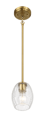 Vista Single Pendant Chain Hanging Light with Clear Glass - Satin Brass from Midinmod - Luna Furniture