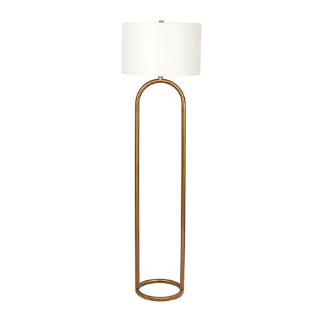 Vivid Brass Ring Base Floor Lamp with Large White Drum Shade from Midinmod - Luna Furniture