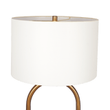Vivid Brass Ring Base Floor Lamp with Large White Drum Shade from Ashcroft Furniture - Luna Furniture