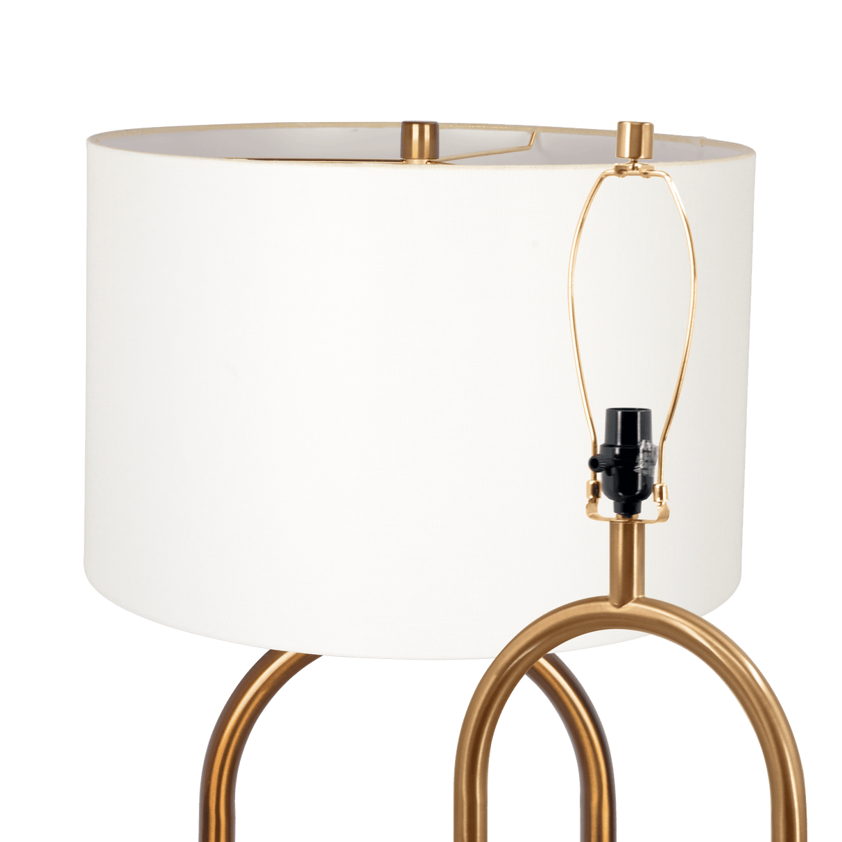 Vivid Brass Ring Base Floor Lamp with Large White Drum Shade from Ashcroft Furniture - Luna Furniture
