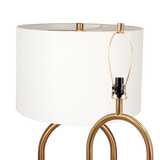 Vivid Brass Ring Base Floor Lamp with Large White Drum Shade from Ashcroft Furniture - Luna Furniture