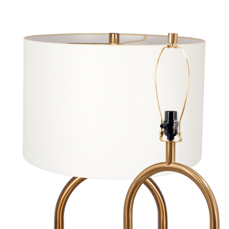 Vivid Brass Ring Base Floor Lamp with Large White Drum Shade from Ashcroft Furniture - Luna Furniture