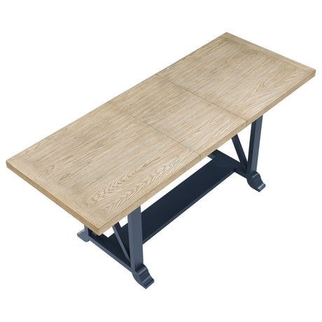 Darcy 5-Piece 64-82″Counter Set with 18-inch leaf, Midnight Blue and Natural Finish from Steve Silver - Luna Furniture