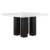 Artemis White Square Marble Top 9-Piece Counter Height Dining Set with White Vegan Leather Chairs
