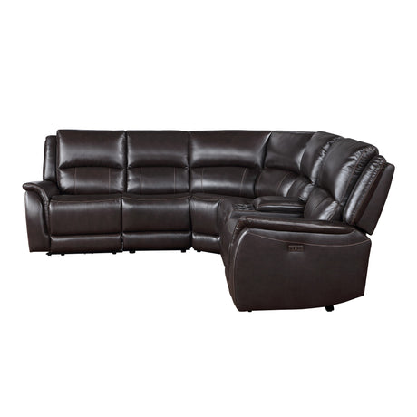 Alexandria Chocolate Top-Grain Leather 6-Piece Power Reclining Set from Steve Silver - Luna Furniture