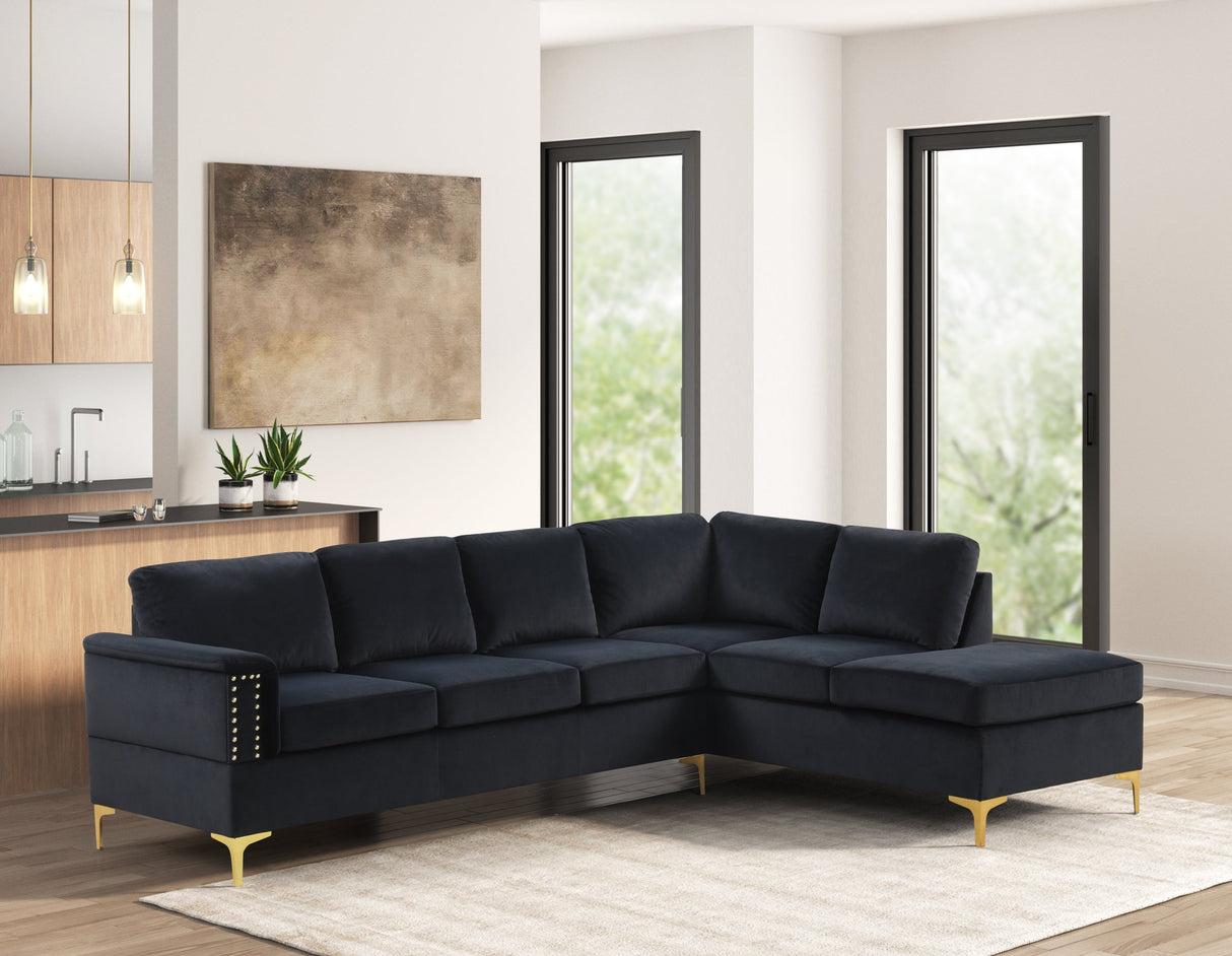 Vogue Black Velvet Sectional from Happy Homes - Luna Furniture