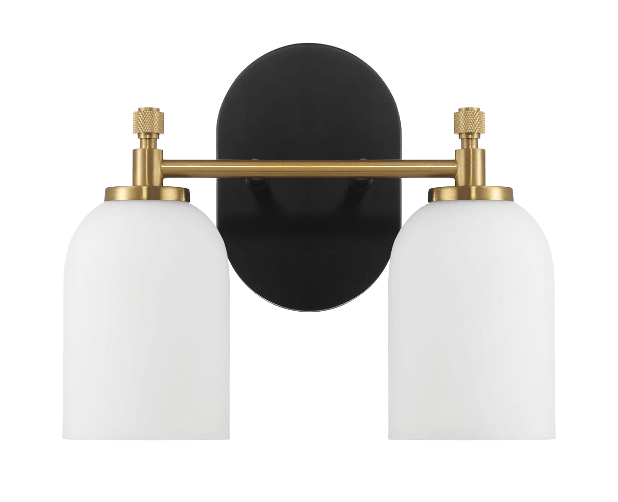 Vortex Two Lights Vanity in Traditional Style for Over Bathroom Mirror Wall Sconce 12.25"W × 10.125"H × 5.5"E With White Frosted Glass from Midinmod - Luna Furniture