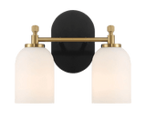 Vortex Two Lights Vanity in Traditional Style for Over Bathroom Mirror Wall Sconce 12.25"W × 10.125"H × 5.5"E With White Frosted Glass from Midinmod - Luna Furniture