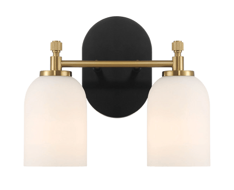 Vortex Two Lights Vanity in Traditional Style for Over Bathroom Mirror Wall Sconce 12.25"W × 10.125"H × 5.5"E With White Frosted Glass from Midinmod - Luna Furniture