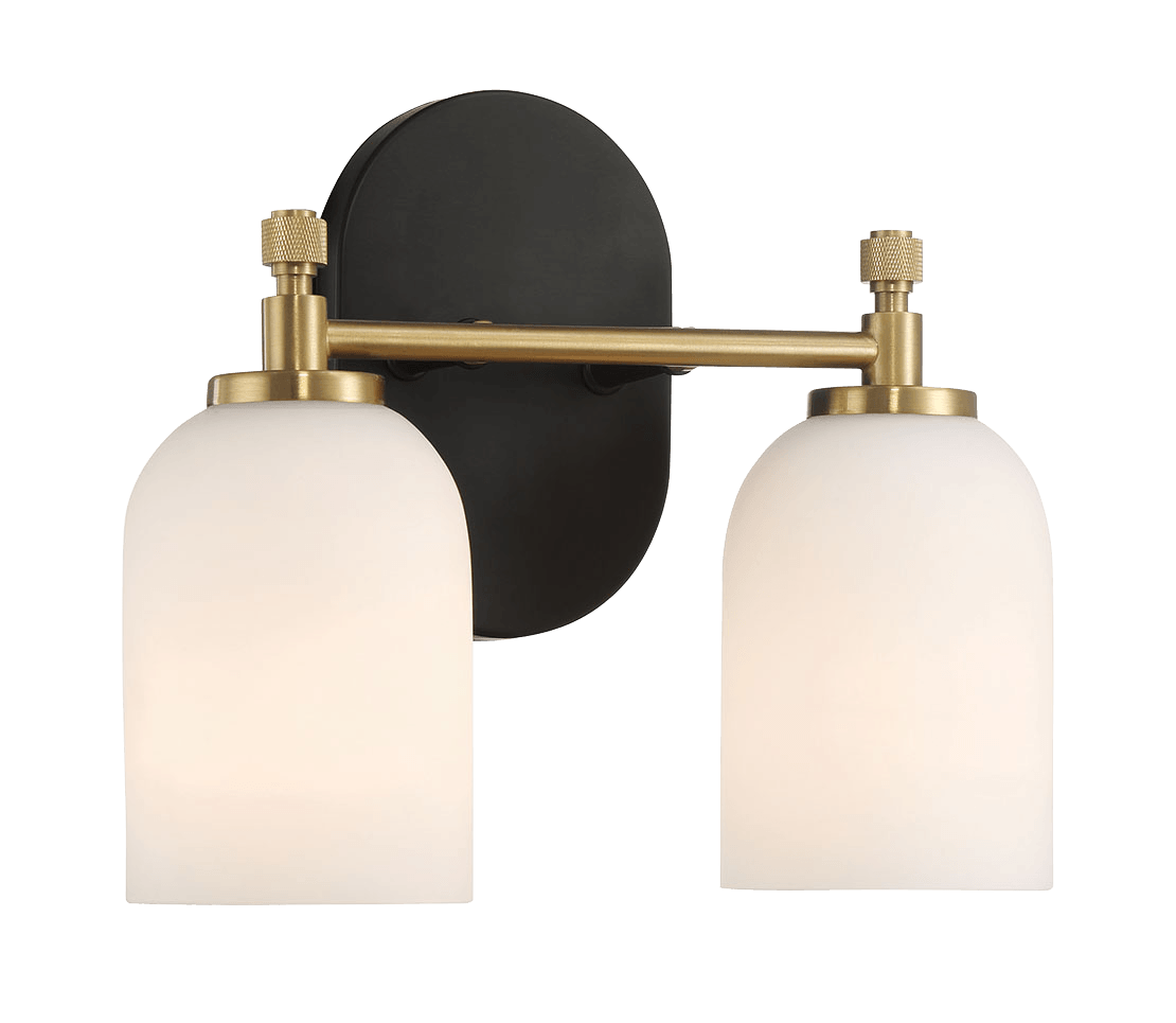 Vortex Two Lights Vanity in Traditional Style for Over Bathroom Mirror Wall Sconce 12.25"W × 10.125"H × 5.5"E With White Frosted Glass from Midinmod - Luna Furniture