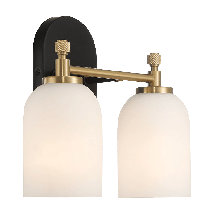 Vortex Two Lights Vanity in Traditional Style for Over Bathroom Mirror Wall Sconce 12.25"W × 10.125"H × 5.5"E With White Frosted Glass from Midinmod - Luna Furniture