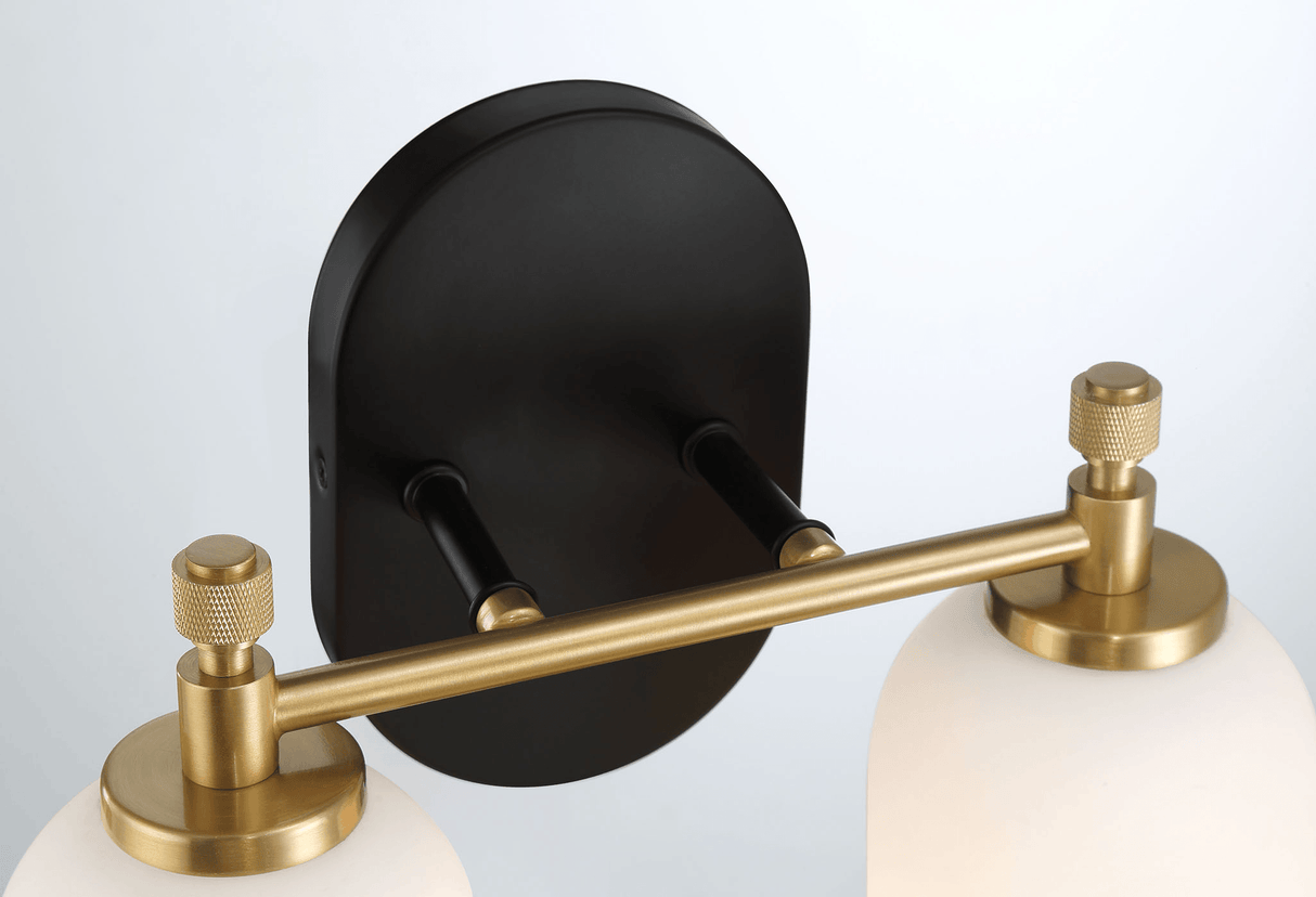 Vortex Two Lights Vanity in Traditional Style for Over Bathroom Mirror Wall Sconce 12.25"W × 10.125"H × 5.5"E With White Frosted Glass from Midinmod - Luna Furniture