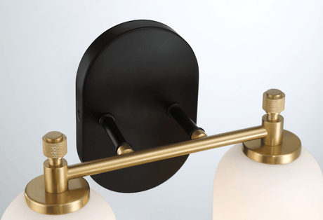 Vortex Two Lights Vanity in Traditional Style for Over Bathroom Mirror Wall Sconce 12.25"W × 10.125"H × 5.5"E With White Frosted Glass from Midinmod - Luna Furniture