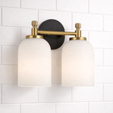 Vortex Two Lights Vanity in Traditional Style for Over Bathroom Mirror Wall Sconce 12.25"W × 10.125"H × 5.5"E With White Frosted Glass from Ashcroft Furniture - Luna Furniture